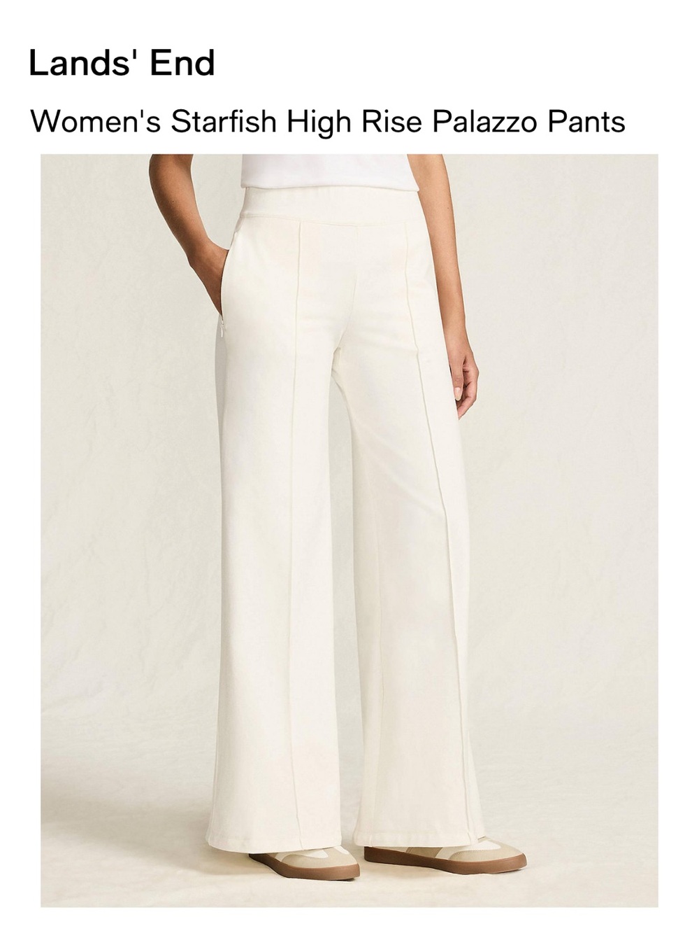 Lands' End White pull on stretch pants . Runs big , brand new with no tags